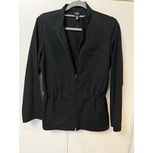 Eileen Fisher womens Black Cotton Cinch Waist Jacket S Pocket Career sustainable